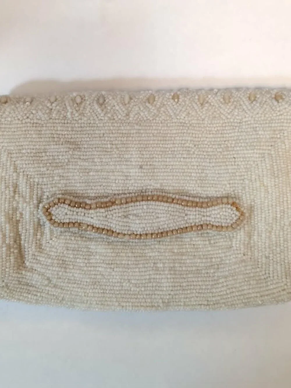 Vintage Envelope Seed Bead Clutch Formal Evening Bag Purse Handstrap France Snap